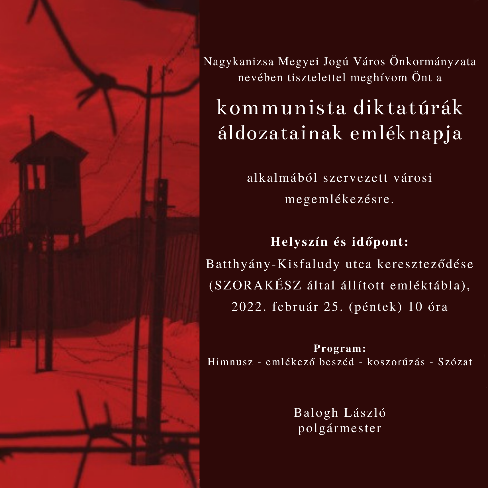 Kiemelő fotó - Városi megemlékezés a kommunista diktatúrák emléknapján