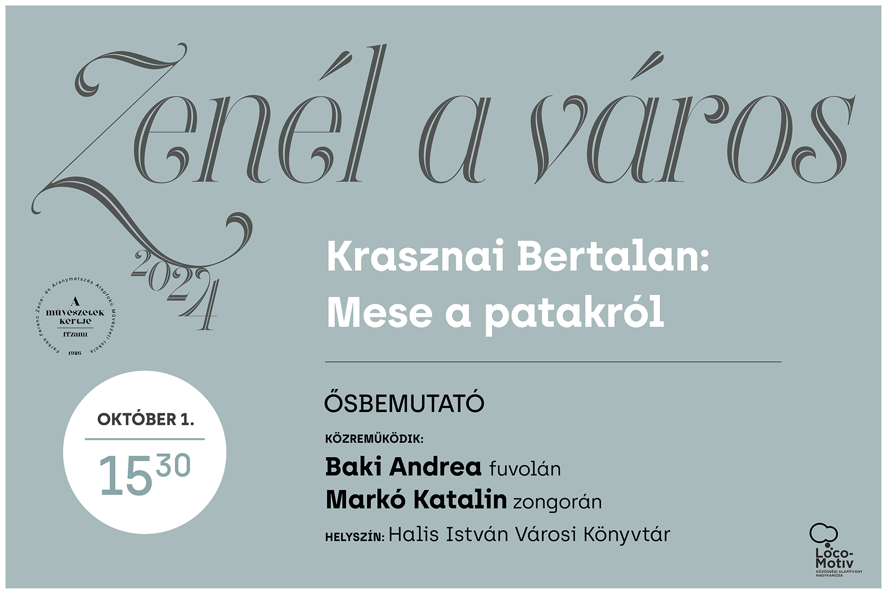 Kiemelő fotó - Zenél a város - Krasznai Bertalan: Mese a patakról (október 1.)