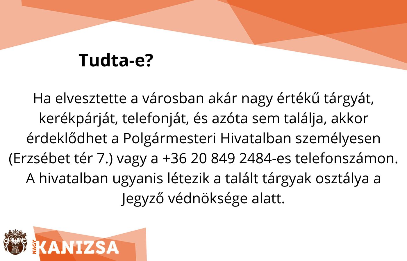 Kiemelő fotó - Talált tárgyak osztálya a Polgármesteri Hivatalban