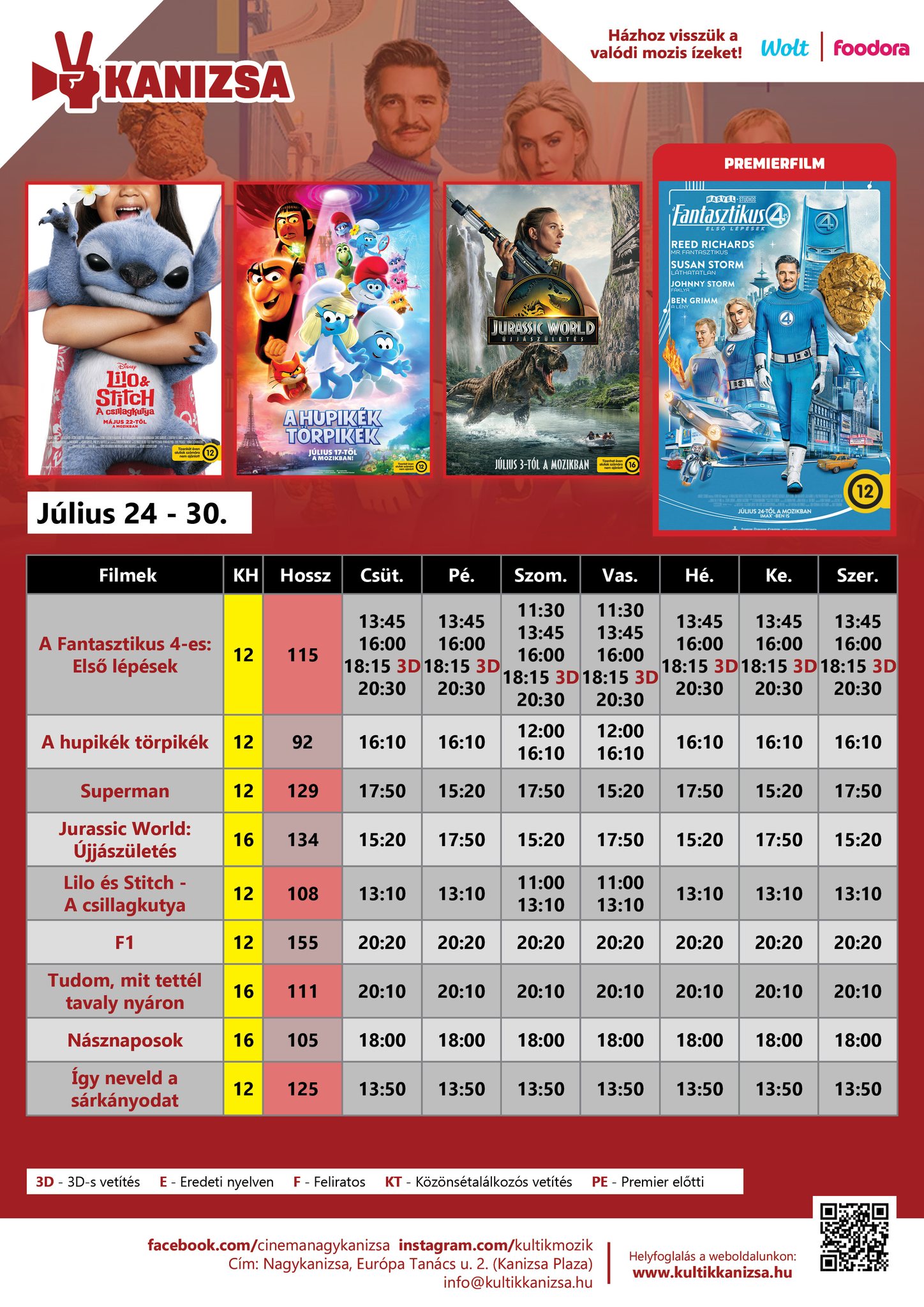A Kultik Nagykanizsa mozimûsora (07.24.-07.30.)