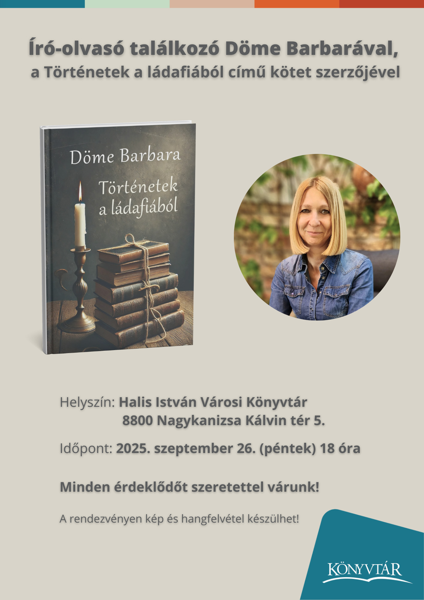 Kiemelő fotó - Író-olvasó találkozó Döme Barbarával (szeptember 26.)