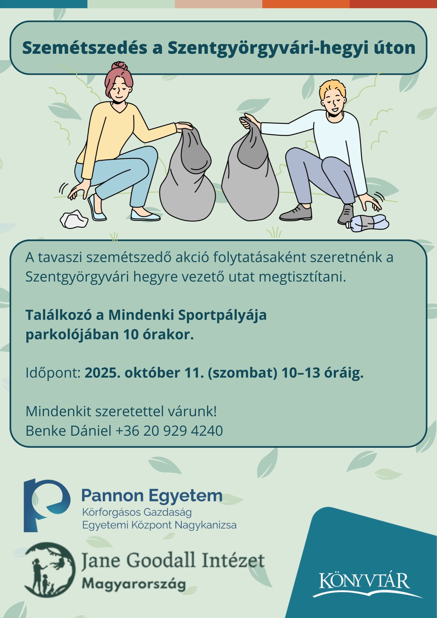 Szemétszedés  a Szentgyörgyvári-hegyi úton (október 11.)