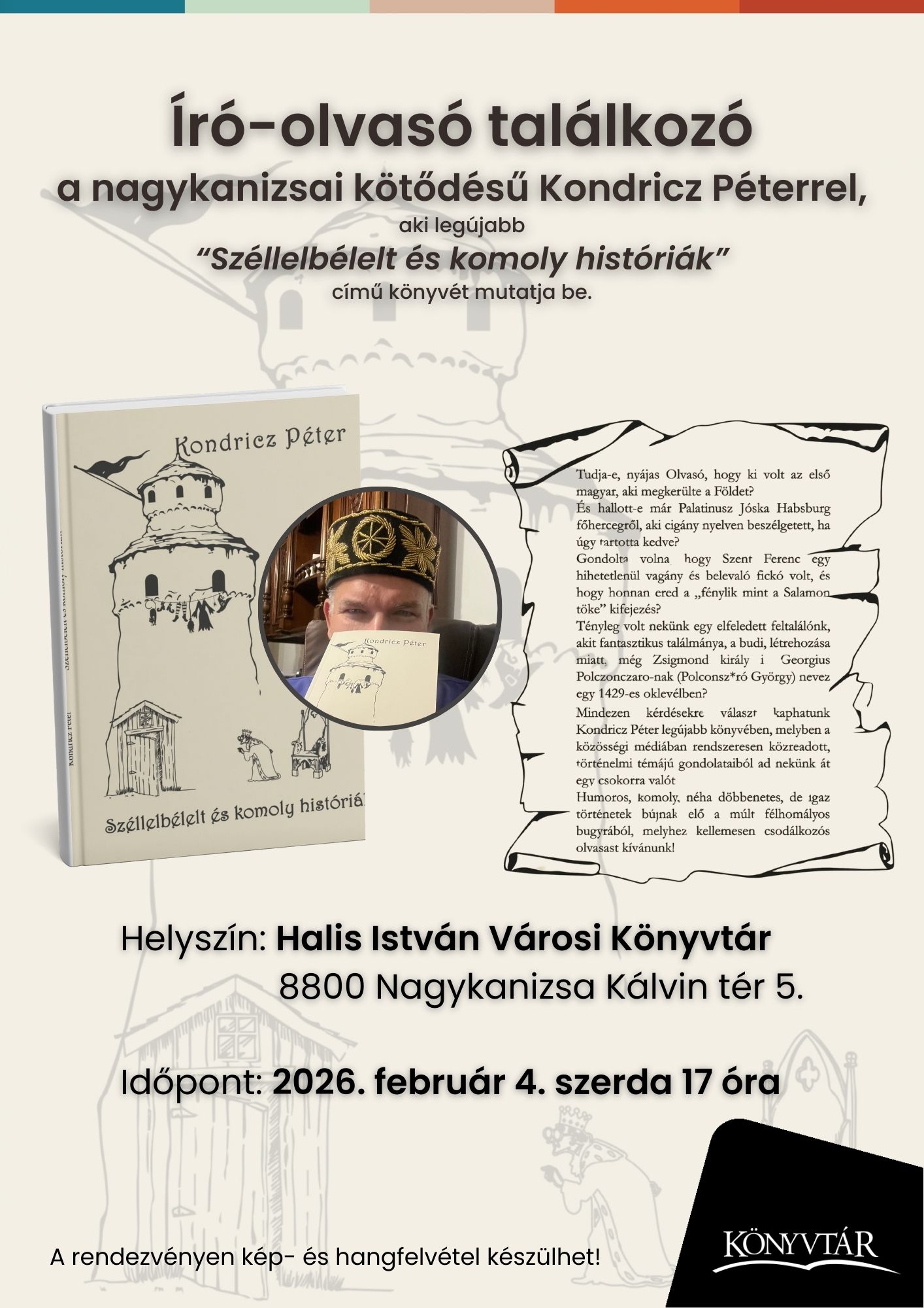 Kiemelő fotó - Író-olvasó találkozó Kondricz Péterrl (február 4.)