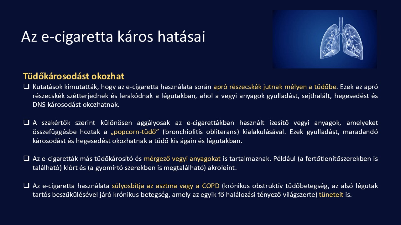 Kiemelő fotó - Az e-cigaretta káros hatásai