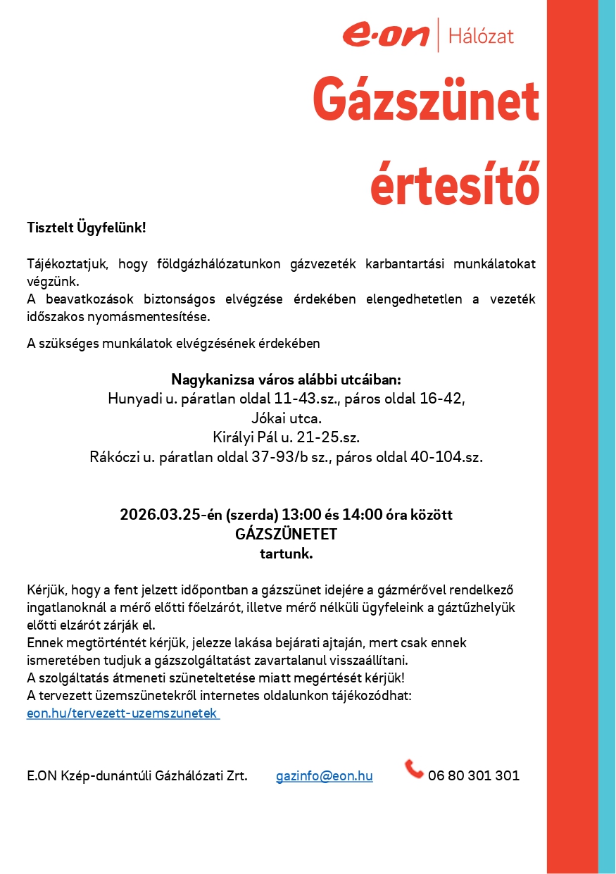 Kiemelő fotó - Gázszünet értesítõ (március 25.)