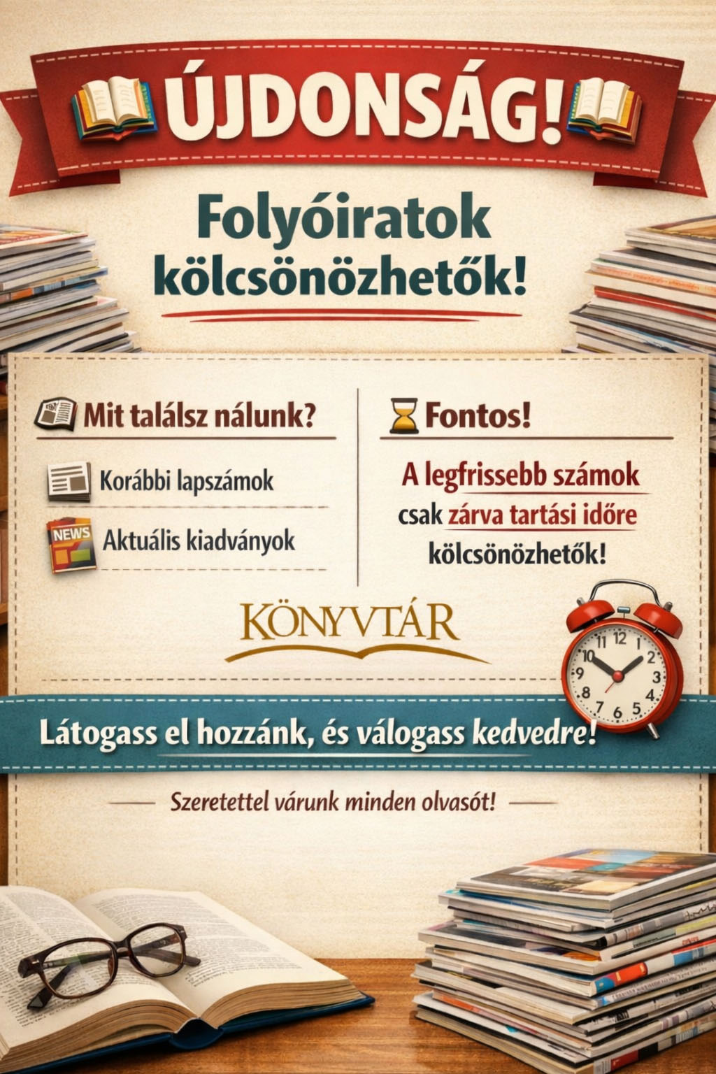 Kiemelő fotó - Folyóiratok is kölcsönözhetõk a városi könyvtárból