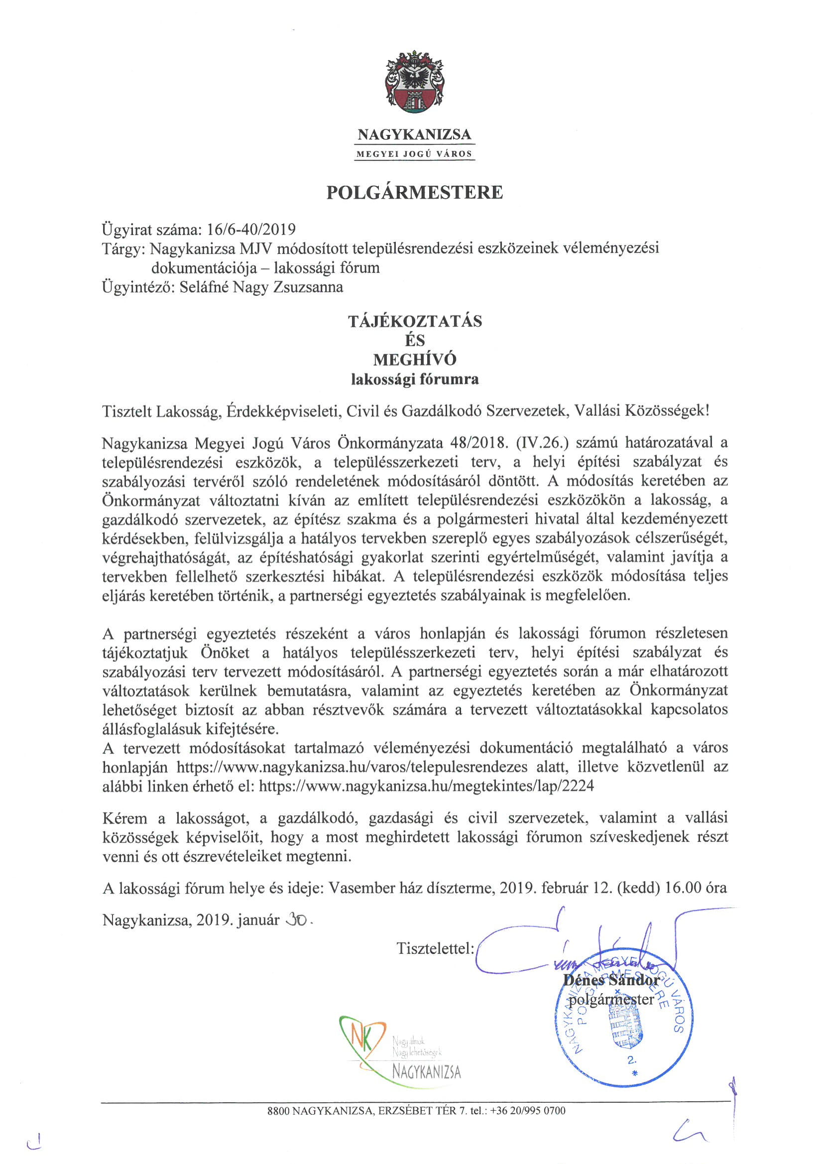 Tartalom - Tájékoztatás és meghívó lakossági fórumra