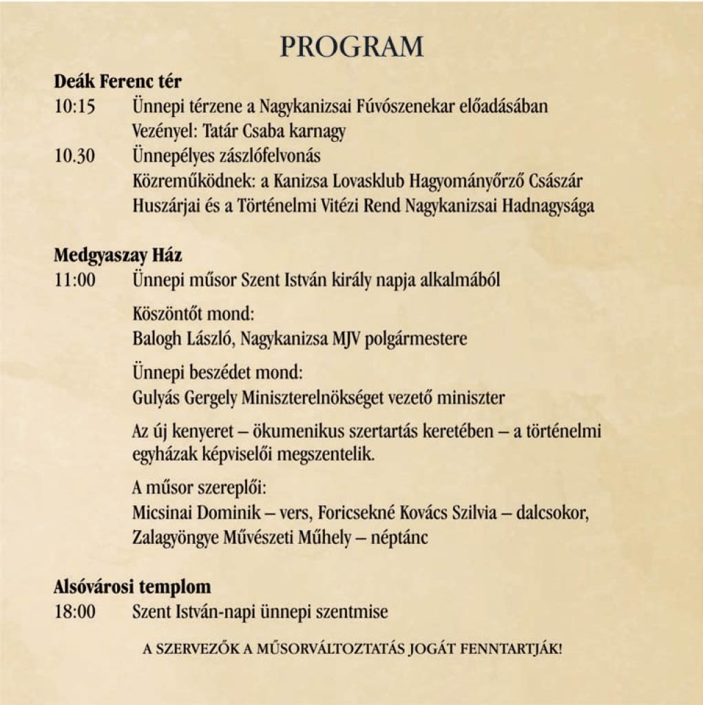 Tartalom - Városi ünnepi mûsor Szent István király napján