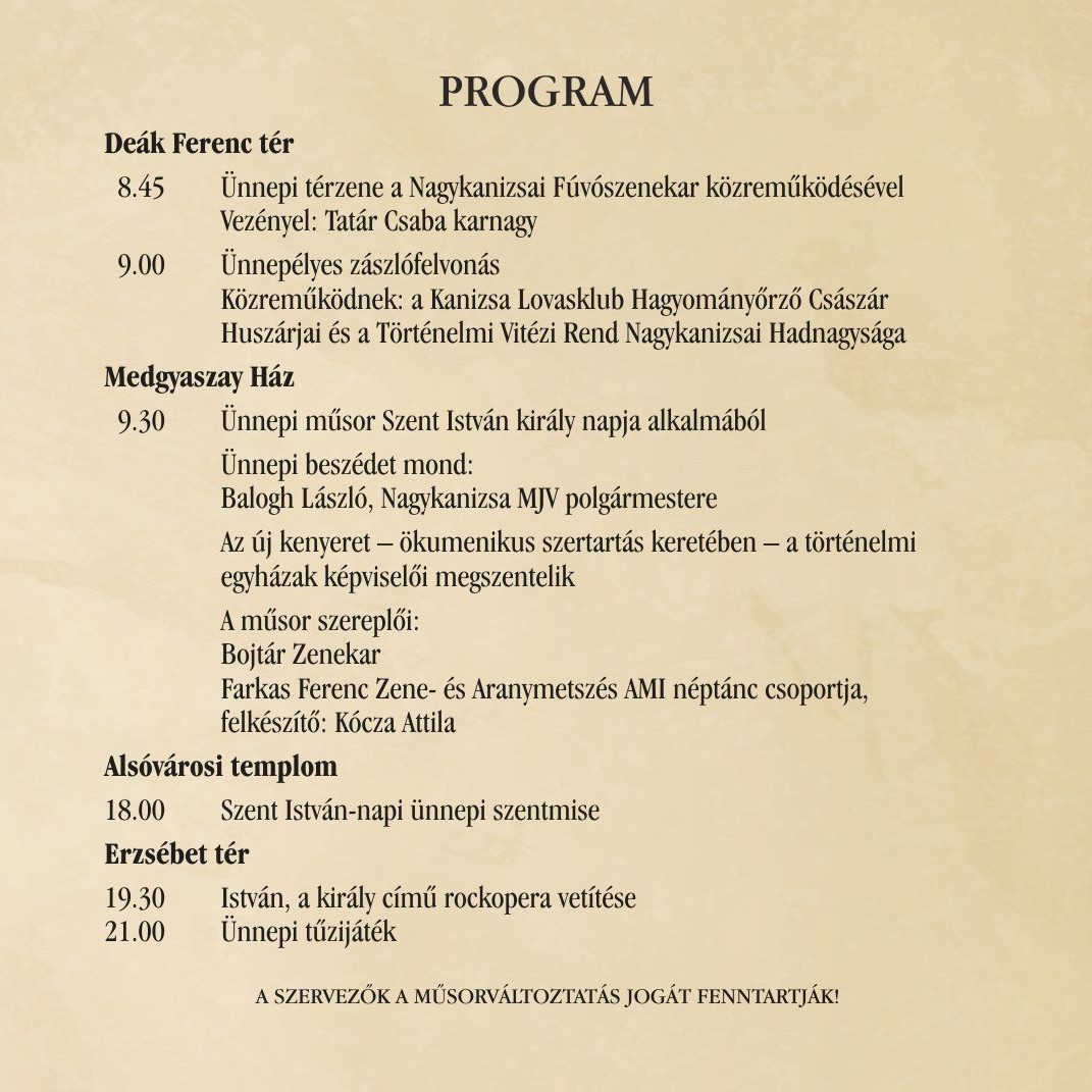 Tartalom - Városi ünnepi mûsor Szent István király napján