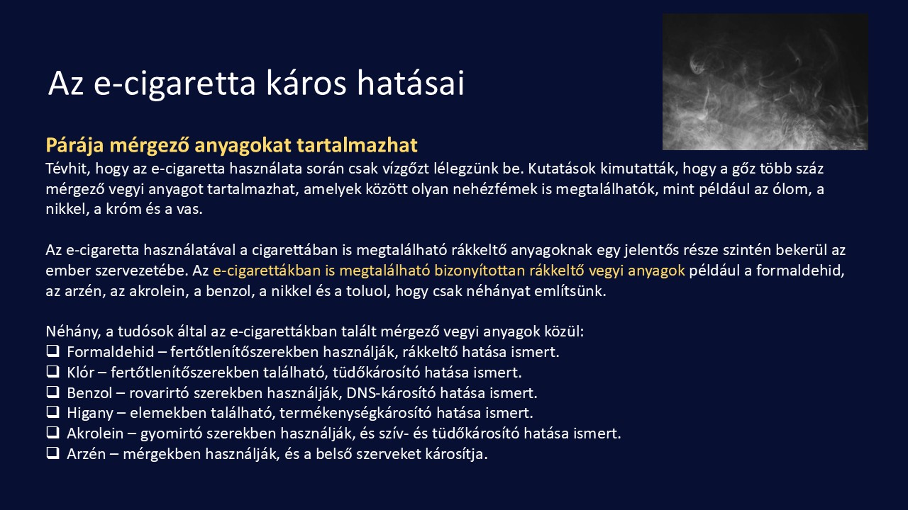 Tartalom - Az e-cigaretta káros hatásai