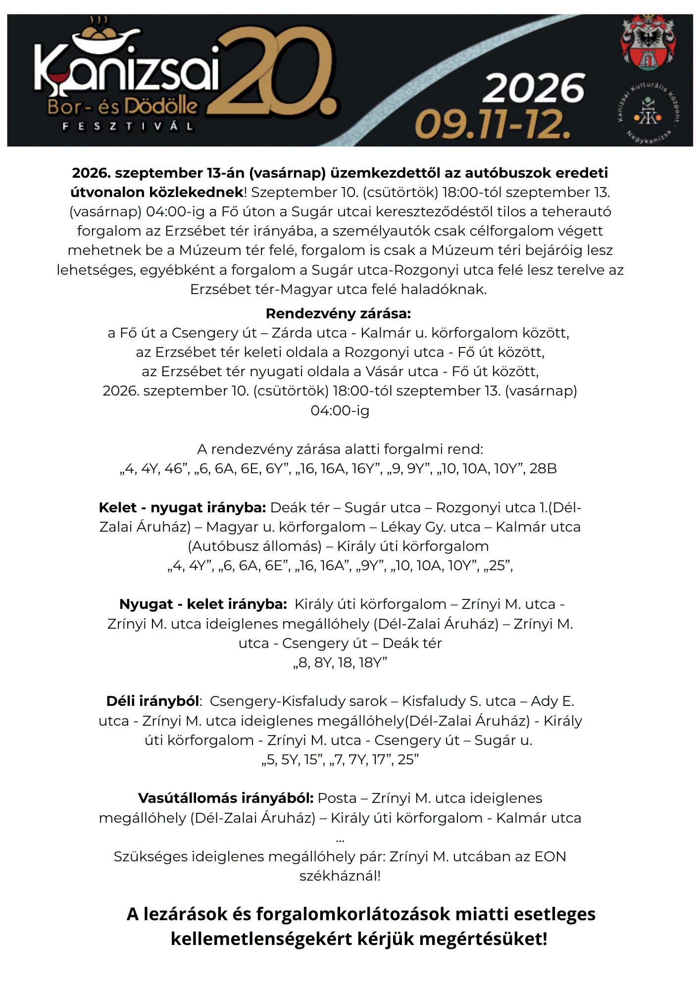 Tartalom - Forgalmirend-változások a Dödölle Fesztiválon